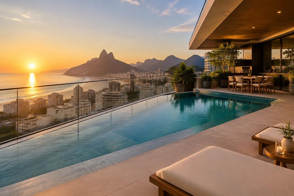 Cobertura duplex com piscina e vista para o mar